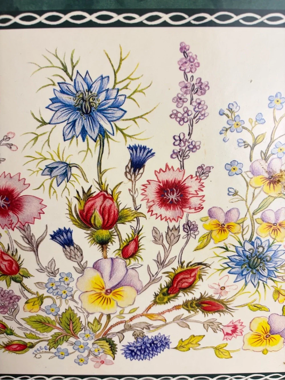 Vintage Aynsley Wild Tudor Floral Serving Tray Framed Placemat Cottagecore Decor